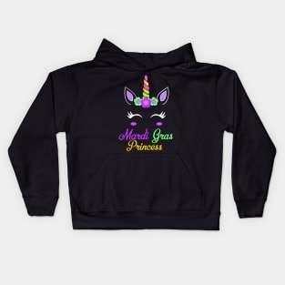 Little Miss Mardi Gras Princess Unicorn Girls Kids toddlers Kids Hoodie